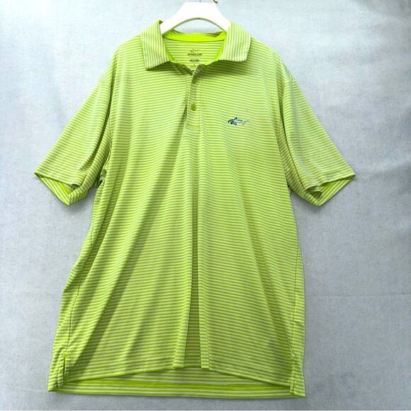Men’s Greg Norman Attack Life Performance Polo Shirt Lime Green Striped size L - Picture 1 of 4